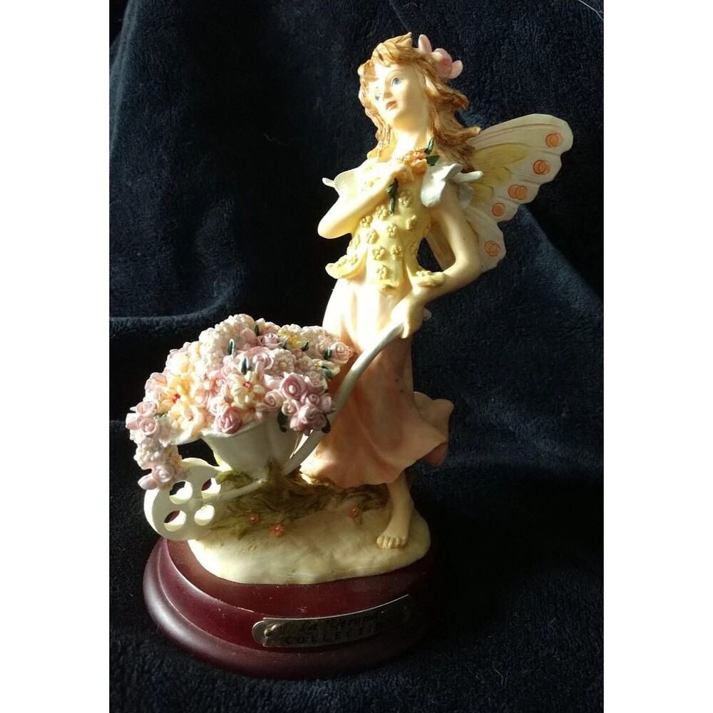 La Verona ColleFairy Pushing Wheel Barrel with Flowers Butterfly Wing - Vintage